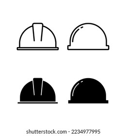 Icono de casco vectorial para aplicaciones web y móviles. Signo y símbolo de casco de motocicleta. Icono del casco de construcción. Casco de seguridad