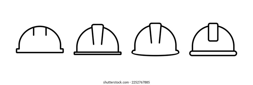 Icono de casco vectorial para aplicaciones web y móviles. Signo y símbolo de casco de motocicleta. Icono del casco de construcción. Casco de seguridad