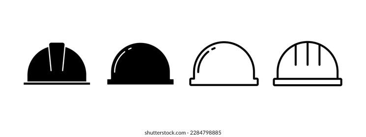 Icono de casco vectorial para aplicaciones web y móviles. Signo y símbolo de casco de motocicleta. Icono del casco de construcción. Casco de seguridad