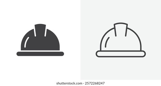 Helmet icons. flat and line style set