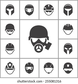 Helmet icons set.