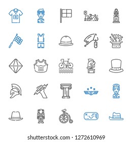 helmet icons set. Collection of helmet with hat, ar glasses, bicycle, astronaut, pilot, air force, architecture, zeus, bike, armor, minerals. Editable and scalable helmet icons.