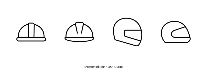 Helmet icons set. Motorcycle helmet sign and symbol. Construction helmet icon. Safety helmet