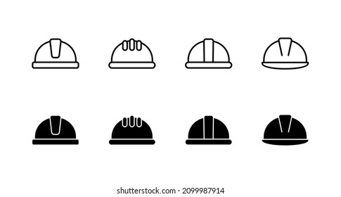 Helmet icons set. Motorcycle helmet sign and symbol. Construction helmet icon. Safety helmet