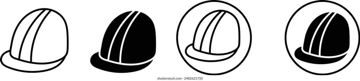 Helmet icons set. Motorcycle helmet sign and symbol. Construction helmet icon. Safety helmet