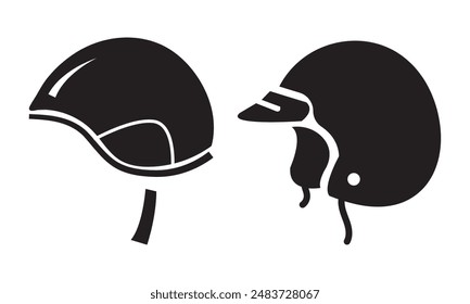 Helmet icons set. Motorcycle helmet sign and symbol. Construction helmet icon. Safety helmet