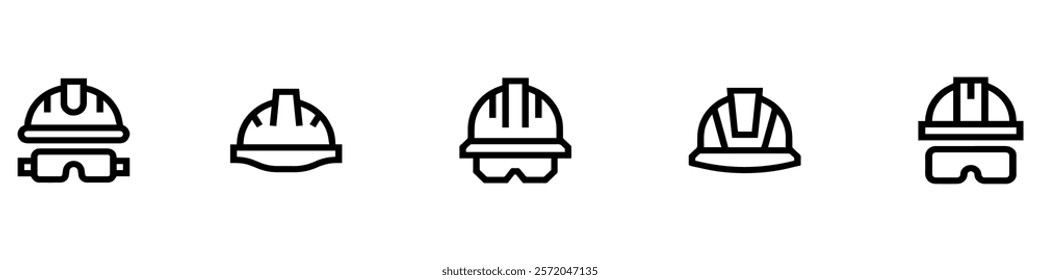 Helmet icons set. Helmet sign and symbol. Construction helmet icon. Safety helmet. Vector Illustration. EPS 10