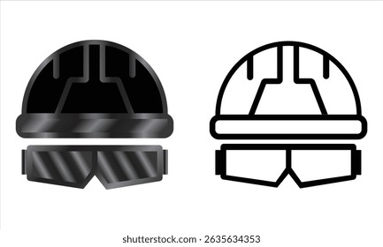 Conjunto de ícones de capacete. Sinal e símbolo do capacete. Ícone do capacete de construção. Capacete de segurança. Ilustração de vetor