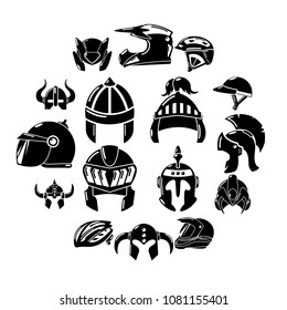 Helmet icons set. Simple illustration of 16 helmet vector icons for web