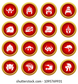 Helmet icons set. Simple illustration of 16 helmet vector icons for web