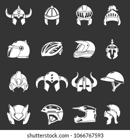 Helmet icons set vector white isolated on grey background 