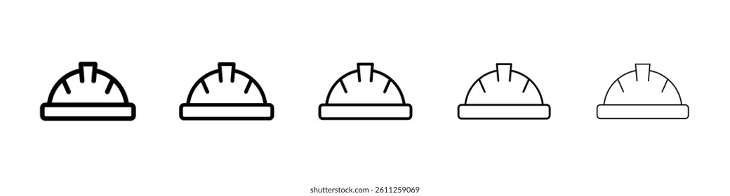 Helmet icons vector set in different stroke line style