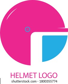 Helmet illustration. round vector with pink and blue color combination