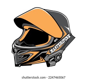 helmet illustration vector, orange black pattern, for free design.