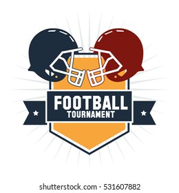 Helmet inside shield of american football design