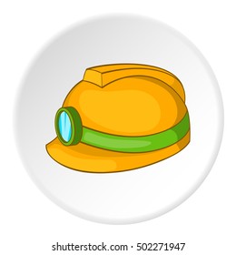 Helmet with light icon. Cartoon illustration of helmet with light vector icon for web