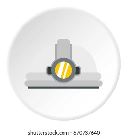 Helmet with light icon in flat circle isolated vector illustration for web