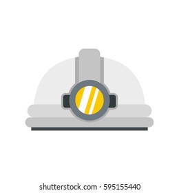 Helmet with light icon in flat style isolated on white background vector illustration