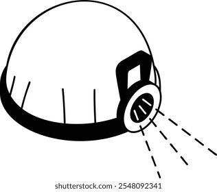 Helmet Light Mount outline isometric vector, Handyman Services symbol, House Repairing sign, Civil Engineering Building Contractor illustration, Hard Hat with Flashlight concept