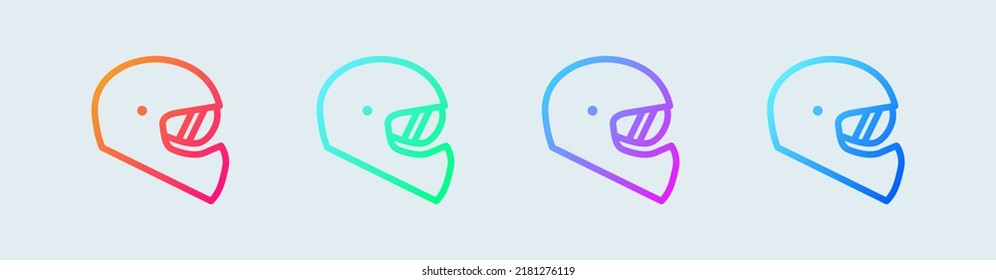 Helmet line icon in gradient colors. Automotive signs vector illustration.