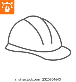 Icono de línea de casco, icono de estilo de contorno para sitio web o aplicación móvil, construcción y construcción, icono de vector duro, ilustración vectorial simple, gráficos vectoriales con trazos editables.