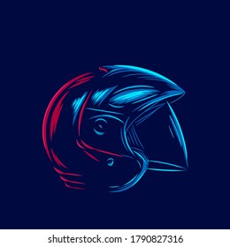 Helmet Line. Pop Art logo. Colorful design with dark background. Abstract vector illustration. Isolated black background for t-shirt, poster, clothing, merch, apparel, badge design