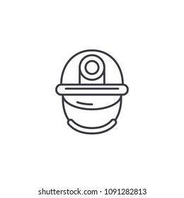 Helmet linear icon concept. Helmet line vector sign, symbol, illustration.