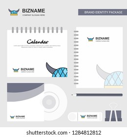Helmet Logo, Calendar Template, CD Cover, Diary and USB Brand Stationary Package Design Vector Template