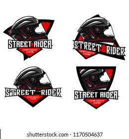 Helmet logo vector set for drivers and riders 