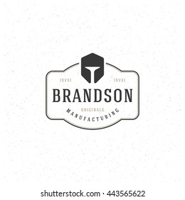 Helmet Logotype Design Element in Vintage Style Label Retro vector illustration. 