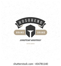 Helmet Logotype Design Element in Vintage Style for Logo or Label Retro vector illustration. Helm Icon Silhouette.