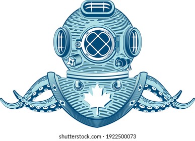 Helmet, marines, octopus arms, Canadian leaf