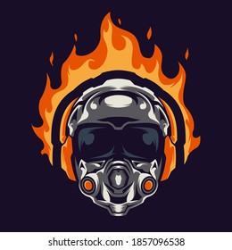 Helmet mask fire illustration logo  
design