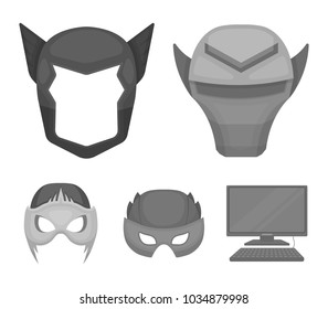 Helmet, mask on the head.Mask super hero set collection icons in monochrome style vector symbol stock illustration web.