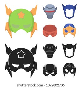 Helmet, mask on the head.Mask super hero set collection icons in cartoon,black style vector symbol stock illustration web.