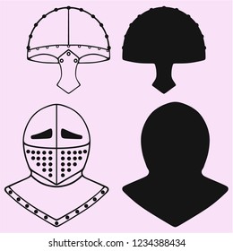 helmet medieval knight vector silhouette isolated