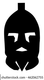 Helmet Of A medieval suit of armor on a white background, vector illustration. Knight equipment for battle. Helmet  silhouette of legionary of Old Rome soldier. Antic military symbol. Executioner mask