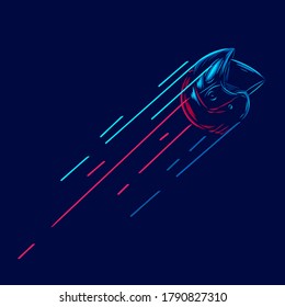Helmet meteor Line. Pop Art logo. Colorful design with dark background. Abstract vector illustration. Isolated black background for t-shirt, poster, clothing, merch, apparel, badge design