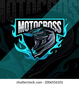 Helmet motocross bike logo design template