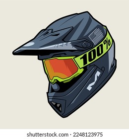 Helmet motocross colored vector illustration