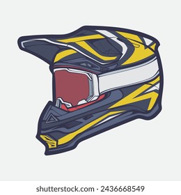 Helmet Motorcycle Cartoon Vector Icon, Cartoon Vector Icon Concept Flat Design. Draw Cartoon Vector Icon Illustration Helmet Motorsycle In Flat Style. Icon Cartoon Vector Helmet Motorsycle Side View