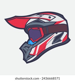 Helmet Motorcycle Cartoon Vector Icon, Cartoon Vector Icon Concept Flat Design. Draw Cartoon Vector Icon Illustration Helmet Motorsycle In Flat Style. Icon Cartoon Vector Helmet Motorsycle Side View