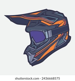 Helmet Motorcycle Cartoon Vector Icon, Cartoon Vector Icon Concept Flat Design. Draw Cartoon Vector Icon Illustration Helmet Motorsycle In Flat Style. Icon Cartoon Vector Helmet Motorsycle Side View
