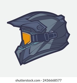 Helmet Motorcycle Cartoon Vector Icon, Cartoon Vector Icon Concept Flat Design. Draw Cartoon Vector Icon Illustration Helmet Motorsycle In Flat Style. Icon Cartoon Vector Helmet Motorsycle Side View