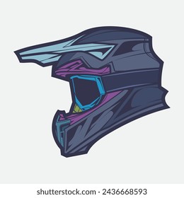 Helmet Motorcycle Cartoon Vector Icon, Cartoon Vector Icon Concept Flat Design. Draw Cartoon Vector Icon Illustration Helmet Motorsycle In Flat Style. Icon Cartoon Vector Helmet Motorsycle Side View