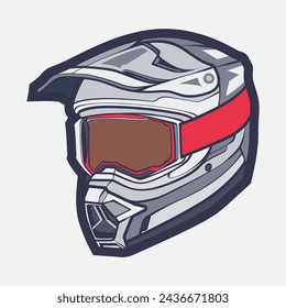 Helmet Motorcycle Cartoon Vector Icon, Cartoon Vector Icon Concept Flat Design. Draw Cartoon Vector Icon Illustration Helmet Motorsycle In Flat Style. Icon Cartoon Vector Helmet Motorsycle Side View