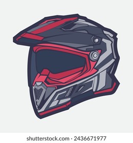 Helmet Motorcycle Cartoon Vector Icon, Cartoon Vector Icon Concept Flat Design. Draw Cartoon Vector Icon Illustration Helmet Motorsycle In Flat Style. Icon Cartoon Vector Helmet Motorsycle Side View