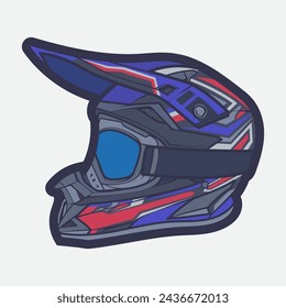 Helmet Motorcycle Cartoon Vector Icon, Cartoon Vector Icon Concept Flat Design. Draw Cartoon Vector Icon Illustration Helmet Motorsycle In Flat Style. Icon Cartoon Vector Helmet Motorsycle Side View