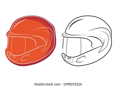 Helmet motorcycle for motor racing and bicycle sport, it is safety head protection. Vector icons for web design.