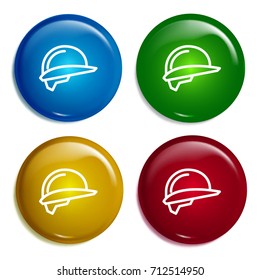 Helmet multi color gradient glossy badge icon set. Realistic shiny badge icon or logo mockup